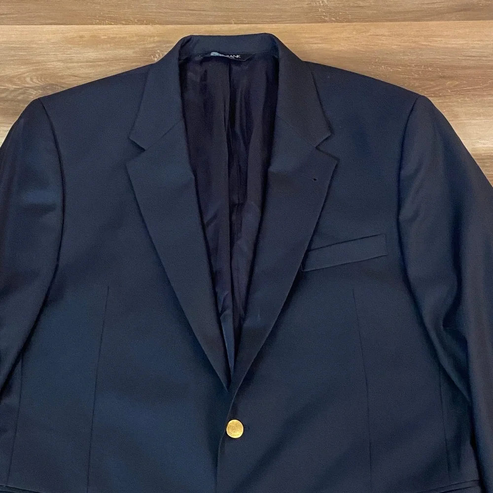 Jos A. Bank Signature Collection Blazer Mens 43R Navy Blue Wool 2 Gold Buttons